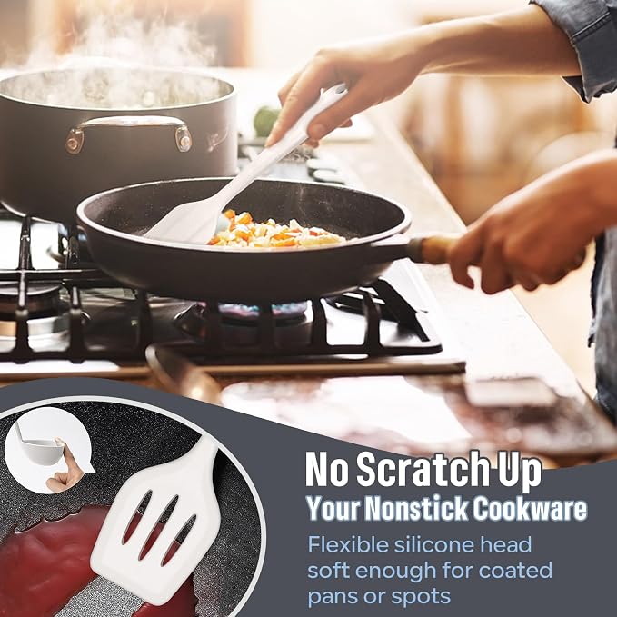 Silicone Kitchen Utensils Set, E-far 23 Pcs White Cooking Utensils Tools - Image 7