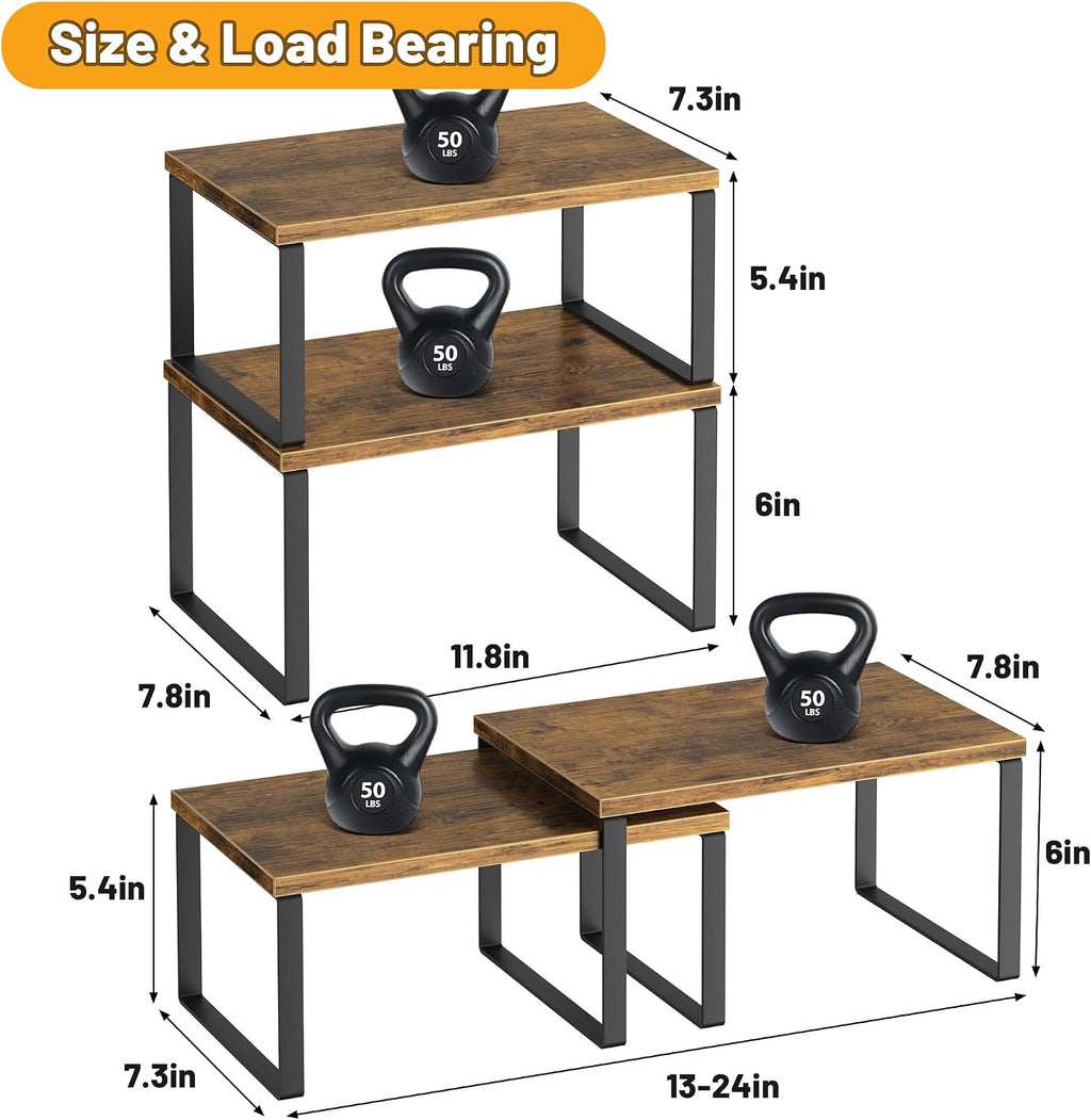 Kitchen Cabinet Organizer Shelf Set of 4, Sturdy Kitchen Counter