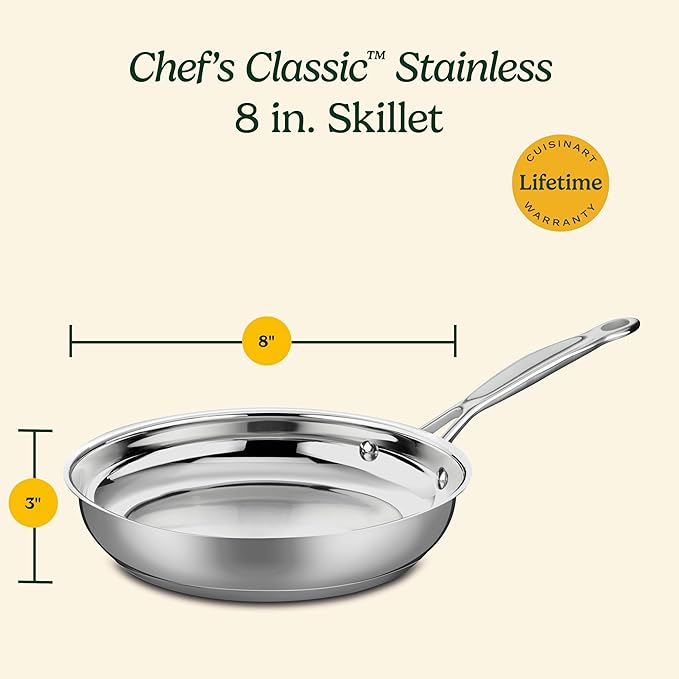 Cuisinart 8-Inch Open Skillet, Stainless Steel Skillet, Large Kitchen Pan - Image 5