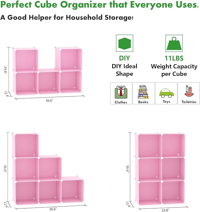 C&AHOME Cube Storage Organizer, 6-Cube Shelves Units, Closet Cabinet, DIY - Image 3