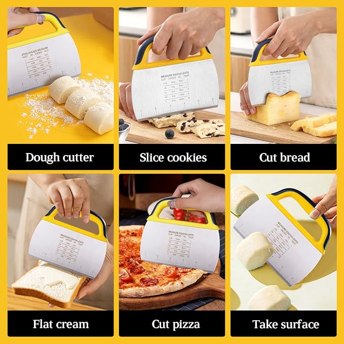 YGDZ Dough Scraper Chopper 2 Pcs, Stainless Steel Dough Cutter - Image 5