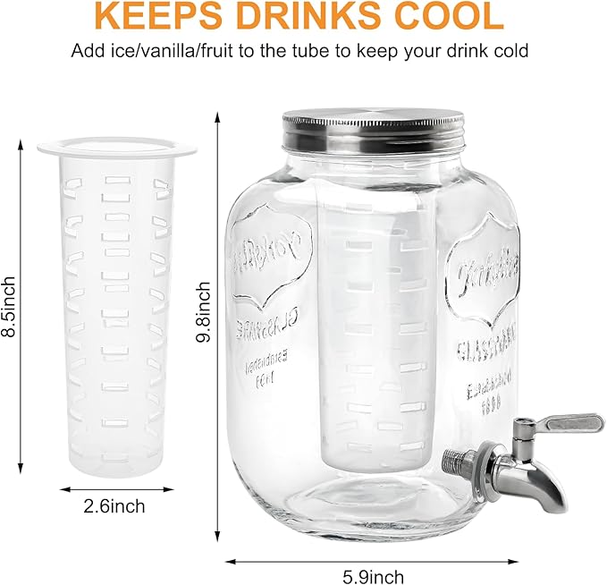 1 Gallon Glass Beverage Dispenser - Image 2