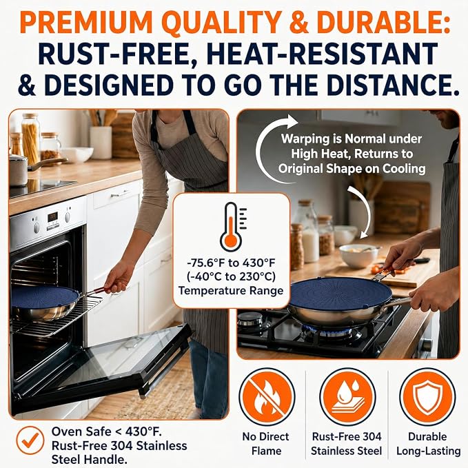 Silicone Splatter Screen for Frying Pan, 13” Navy – Grease & Oil Splatter Guard - Image 8