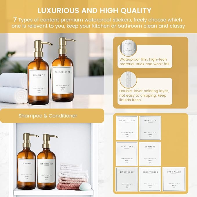 Glass Soap Dispenser for Kitchen, Farmhouse Dish & Hand Soap Dispenser Set - Image 4