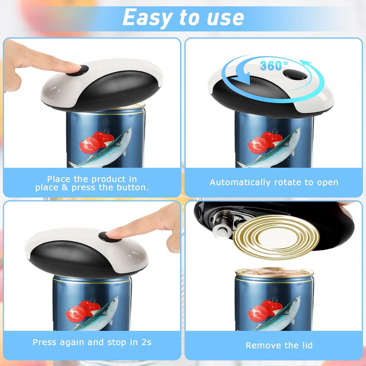 One-Touch Rechargeable Electric Can Opener - Hands-Free Automatic