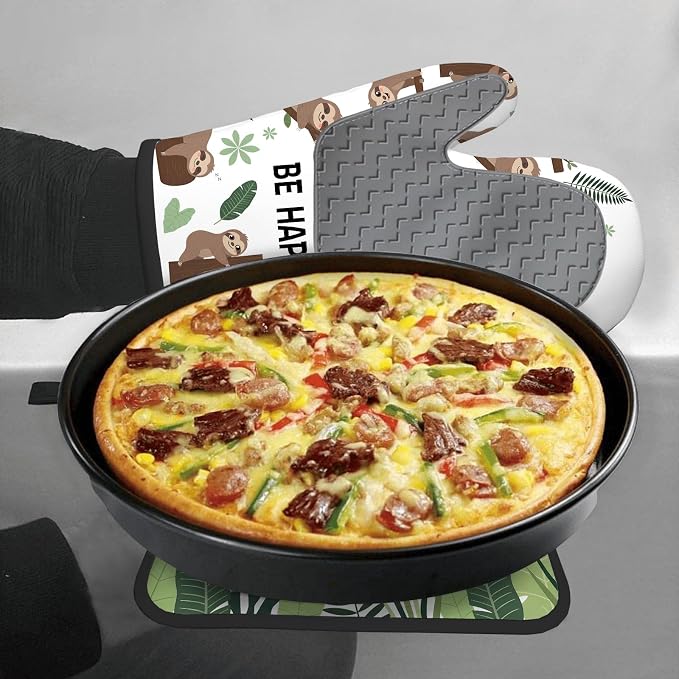 Sloth Gifts for Women, Funny Sloth Oven Mitt & Pot Holder Set, Heat Resistant - Image 8