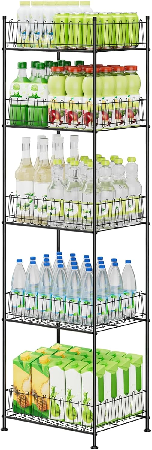 5 Tier Water Bottle Storage Rack Freestanding Metal Water Bottle
