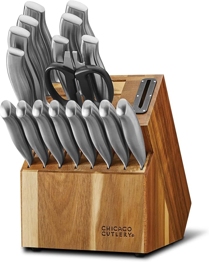 Chicago Cutlery Insignia Steel Kitchen Knife Block Set & Built-In Sharpener by Chicago+Cutlery