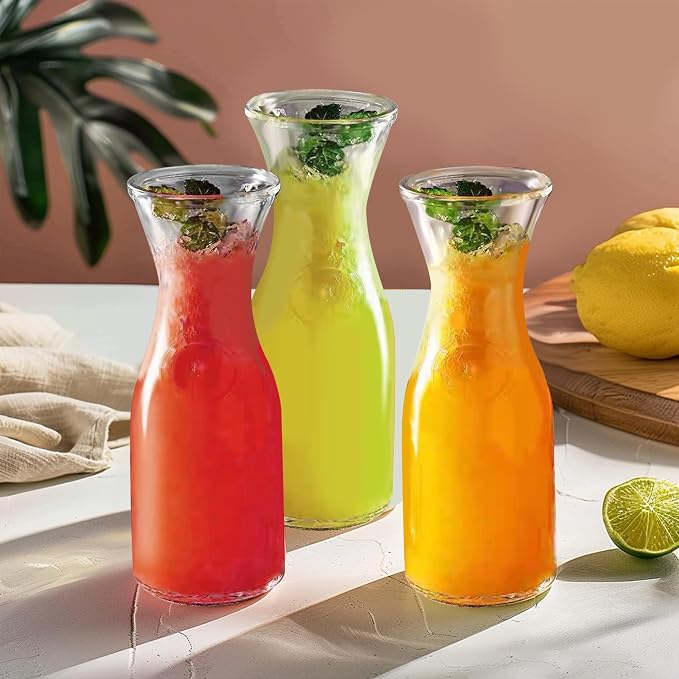 Glass Carafe with Bamboo Lid, Round 35 Oz Beverage Dispensers Carafe, Mimosa - Image 6