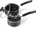 Nonstick Saucepan Set with Lid, Non Stick 1Qt & 2Qt Sauce Pan Set with Glass by HooJay