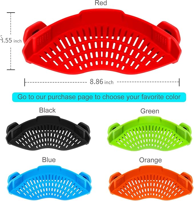 Clip On Strainer Silicone for all Pots and Pans, AUOON Pasta Strainer Clip on - Image 7