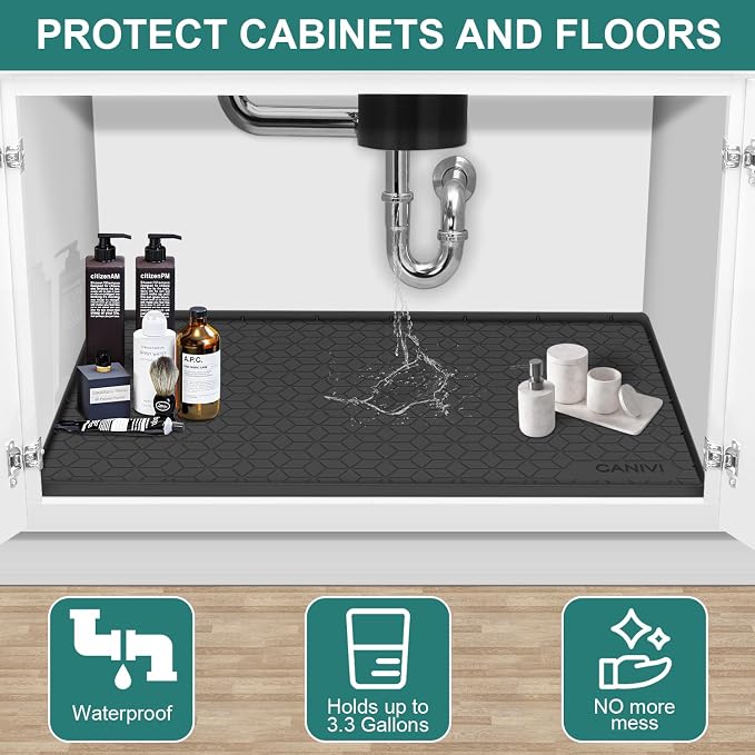 Under Sink Mat, Kitchen Cabinet Shelf Protector, Fits 36 inch Standard Cabinet - Image 4