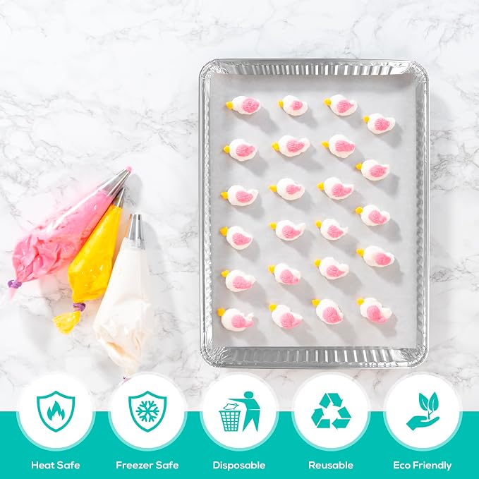 PLASTICPRO Aluminum Pans 5 Pack Disposable Cookie Sheets 13 x 17 Baking Pans - Image 4