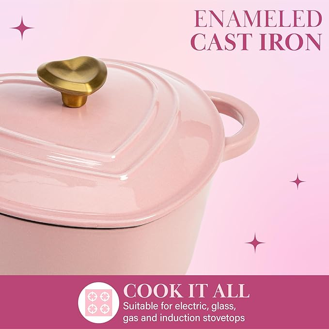 Paris Hilton Enameled Cast Iron Dutch Oven Heart-Shaped Pot - Image 4