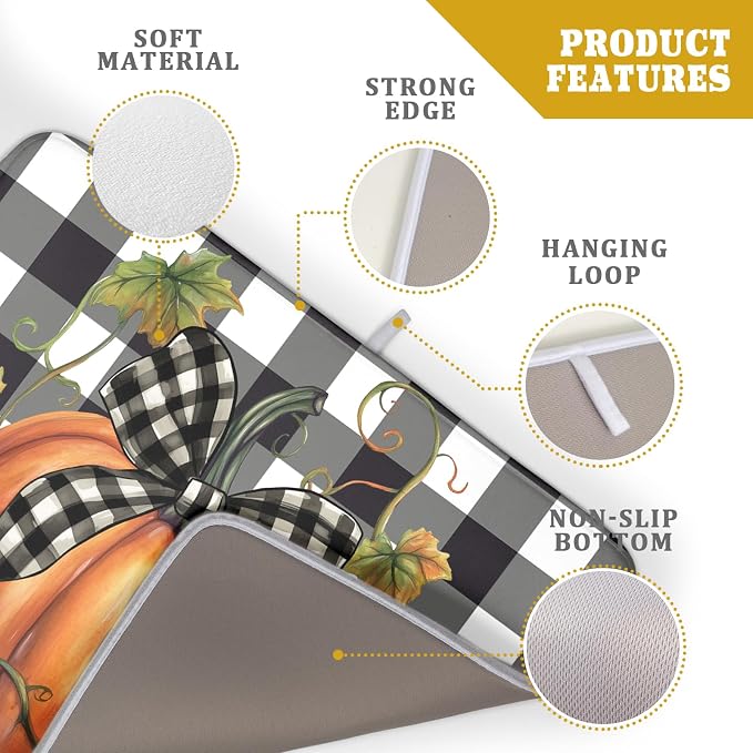 Fall Drying Mats for Kitchen Counter Fall Pumpkin Dish Drying Mat 18 x 24 Inch - Image 4