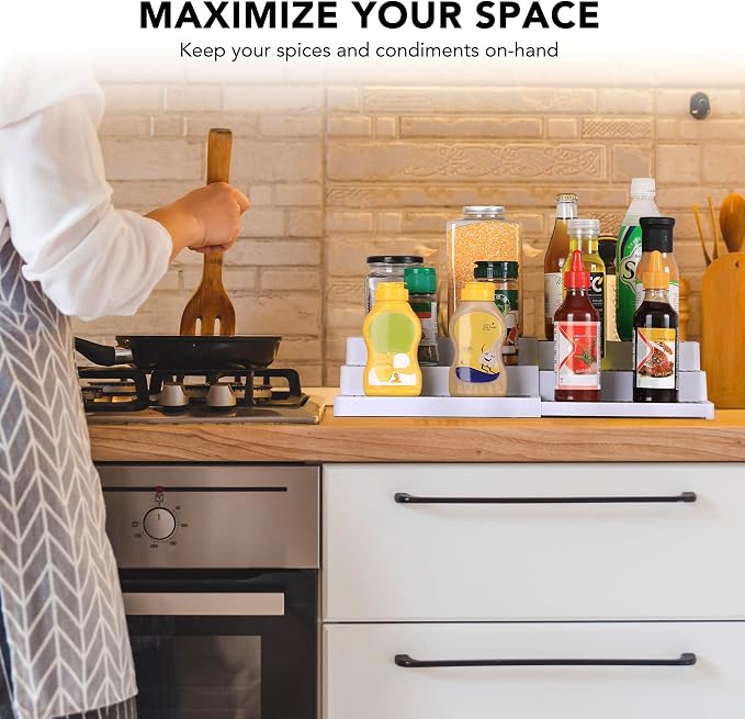 CiWiVOKi 3-Tier Expandable Spice Rack, Plastic Spice Rack Organizer - Image 4