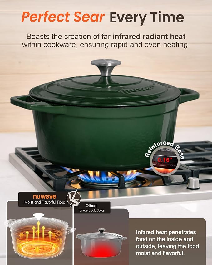 Nuwave 6QT Healthy Enameled Cast Iron Dutch Oven Pot - Image 5