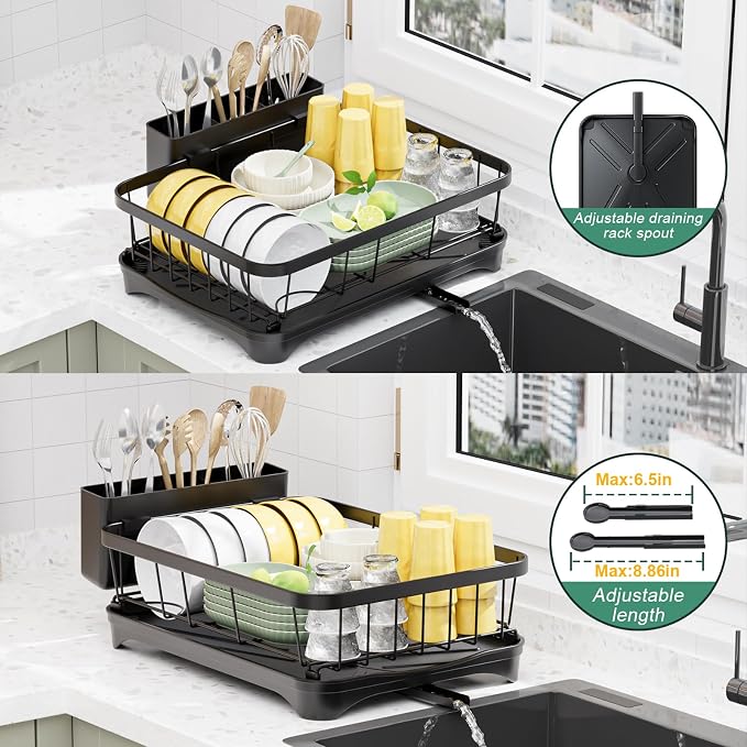 LIYI Dish Drying Rack, Adjustable Spout Design, Kitchen Dish Racks, Made of - Image 3