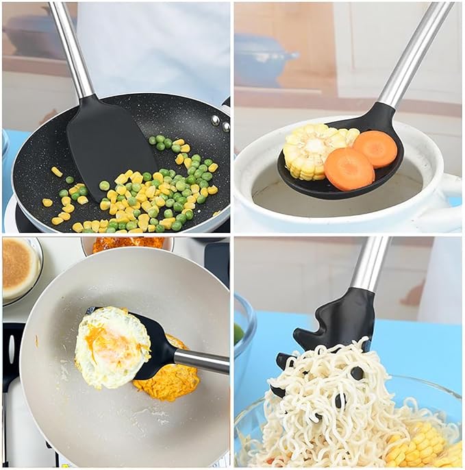 KLAQQED 5Pcs Silicone Spatula Heat Resistant Long Large Spatulas Set - Image 3