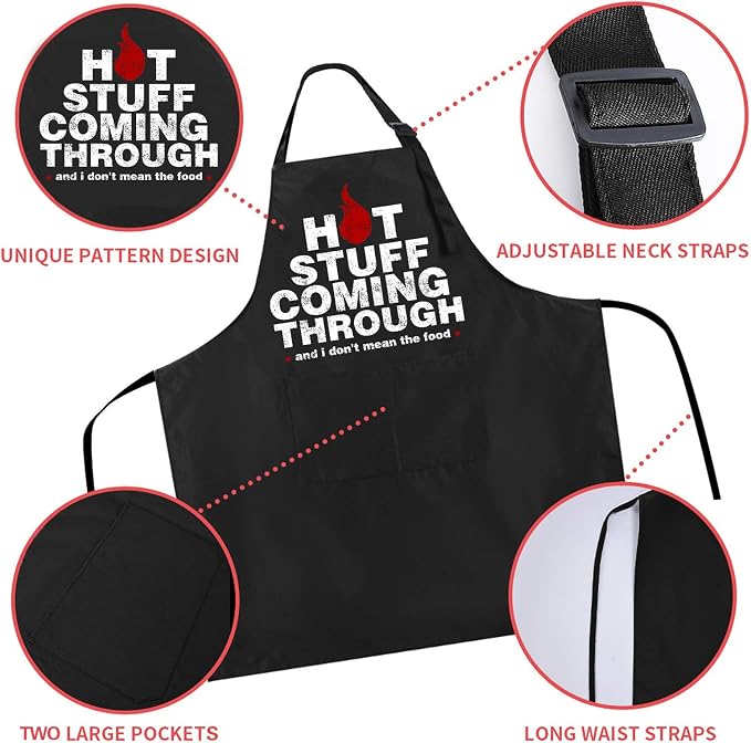 Rosoz Funny BBQ Black Chef Aprons - Image 3