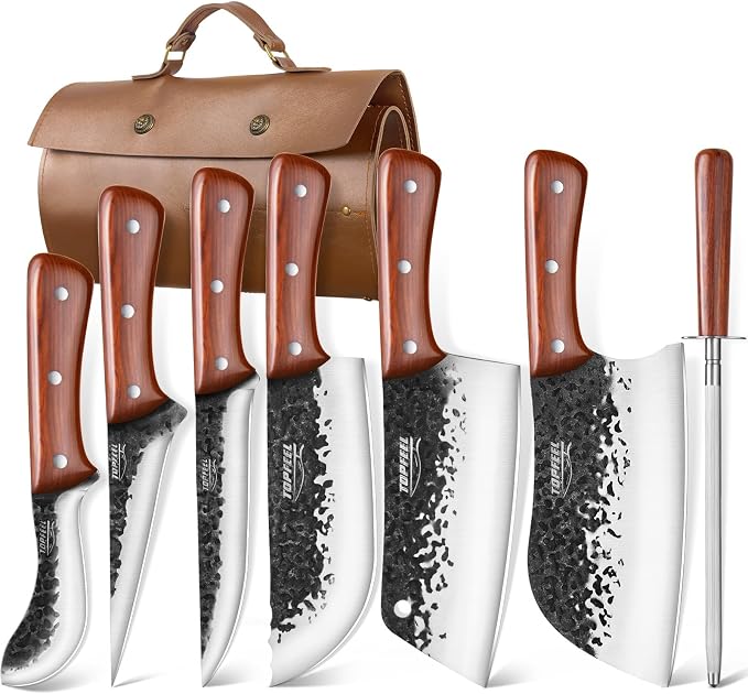 Topfeel 8PCS Chef Butcher Fish Knife Set by Topfeel