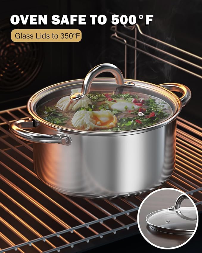 Cook N Home Stockpot with Lid, Basics Stainless Steel Soup Pot - Image 8