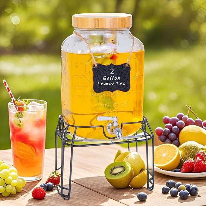 2 Gallon Glass Drink Dispenser - Image 7