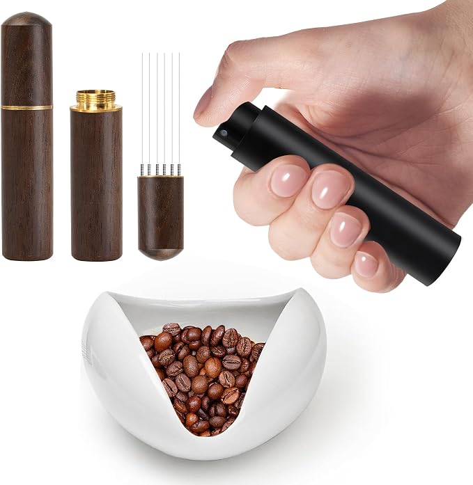 Coffee Bean Dosing Cup and RDT Spray Bottle, Espresso Coffee Stirrer 6 Needles by Betensh