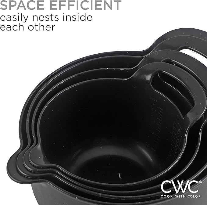 COOK WITH COLOR Nesting Plastic Mixing Bowl Set with Pour Spouts and Handles - Image 6