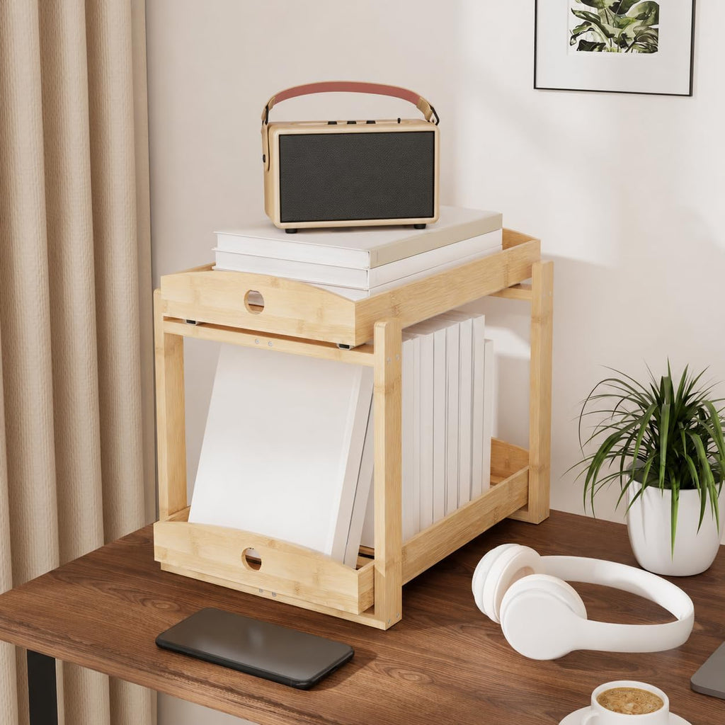 Bamboo Under Sink Organizer 2 Tier Pull Out Cabinet Storage Drawer