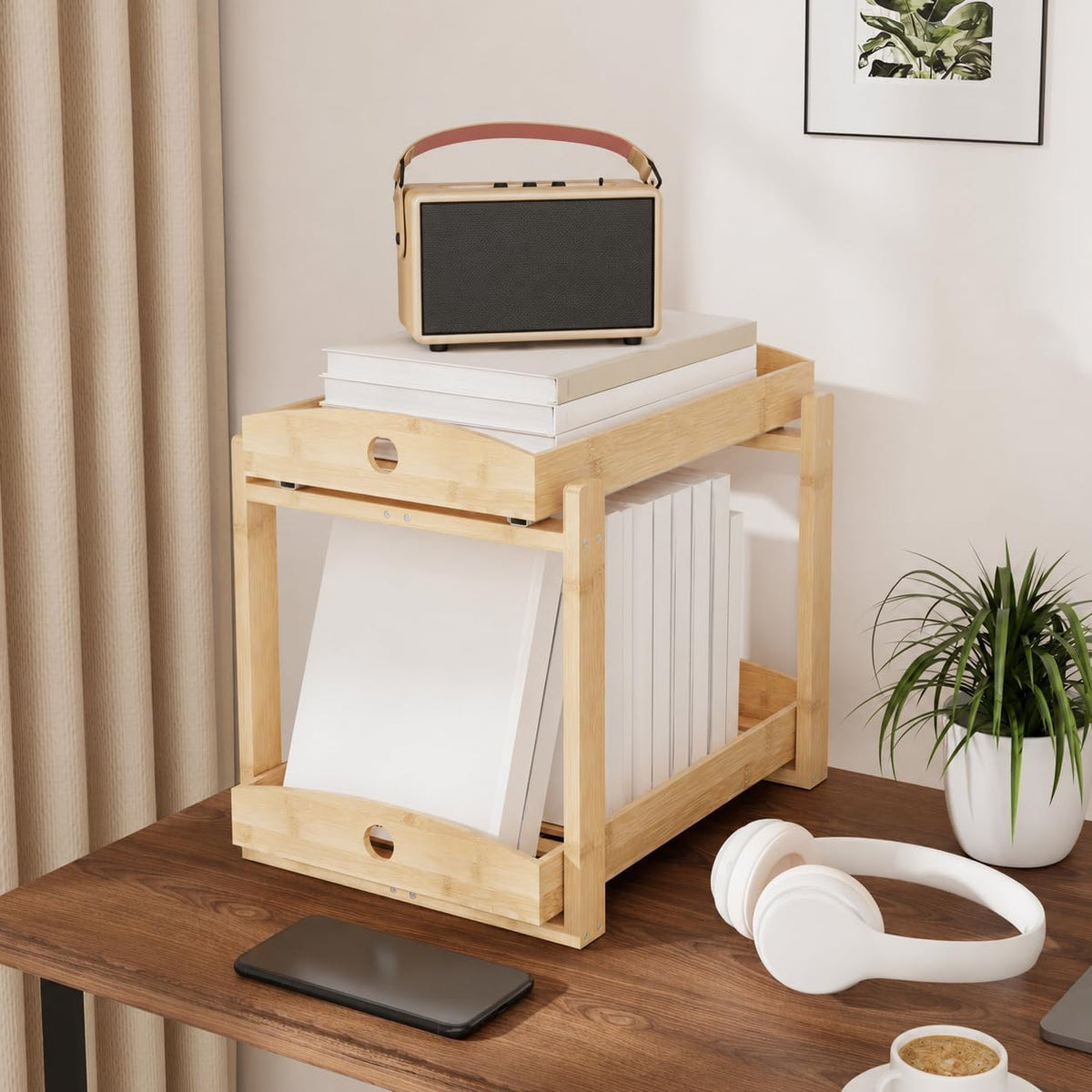Bamboo Under Sink Organizer 2 Tier Pull Out Cabinet Storage Drawer