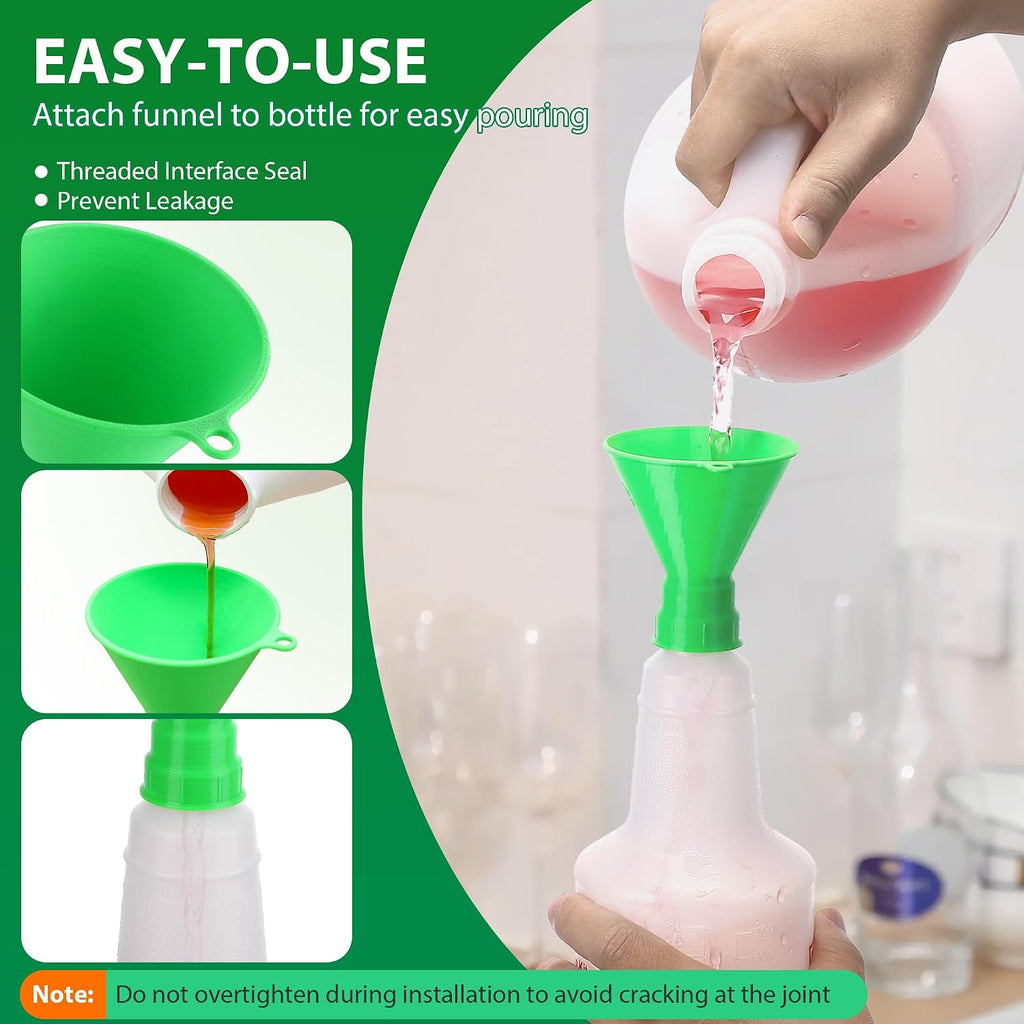 Threaded Funnel Easy Fill Funnel, Twist On Bottle Refill Adapter