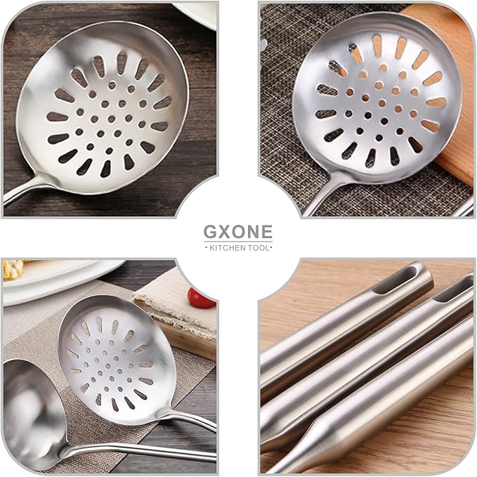 Skimmer Slotted Spoon, 304 Stainless Steel Slotted Spoon, Handle Mesh Food - Image 4
