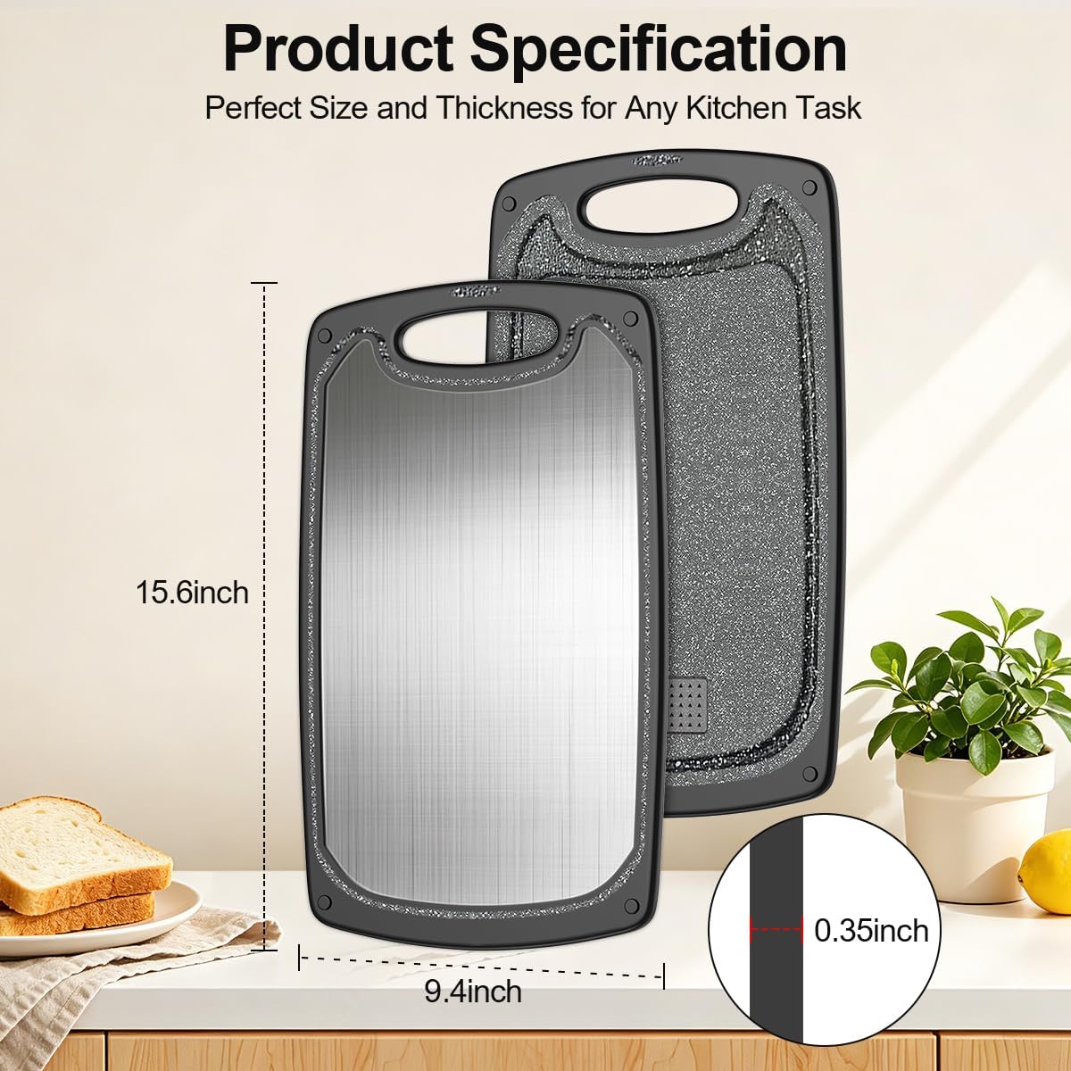 Viretang Small Stainless Steel Cutting Board,Dishwasher safe,Grinding