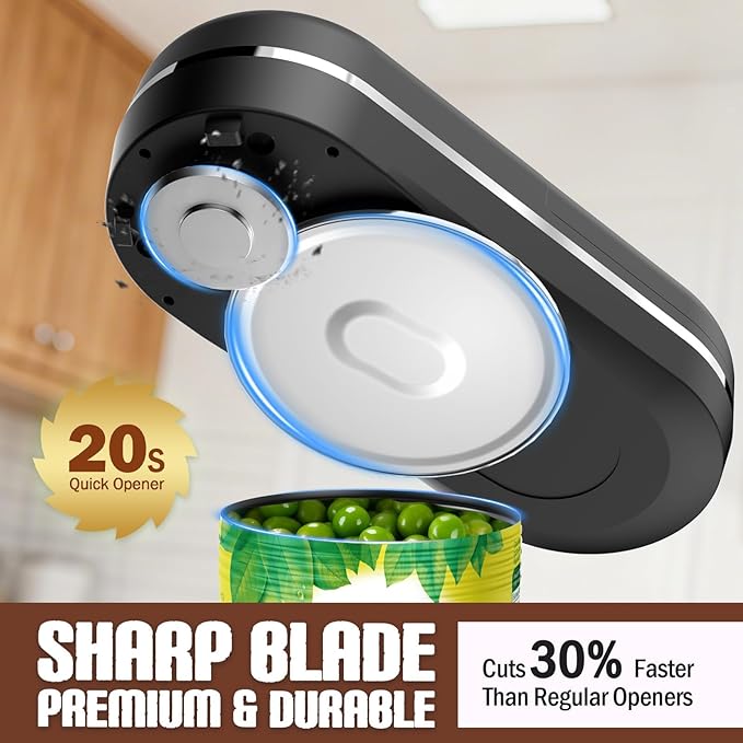 Electric Can Opener, One Touch Automatic Smooth Edge, Hands Free Side Cut Can - Image 4
