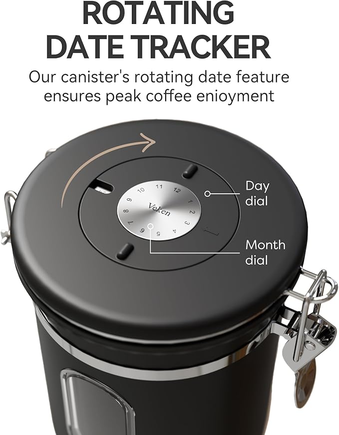 Veken Coffee Canister with Window, Airtight Stainless Steel Kitchen Food - Image 5