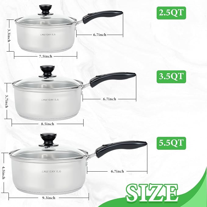 Stainless Steel Saucepan with Lid Set - Image 2