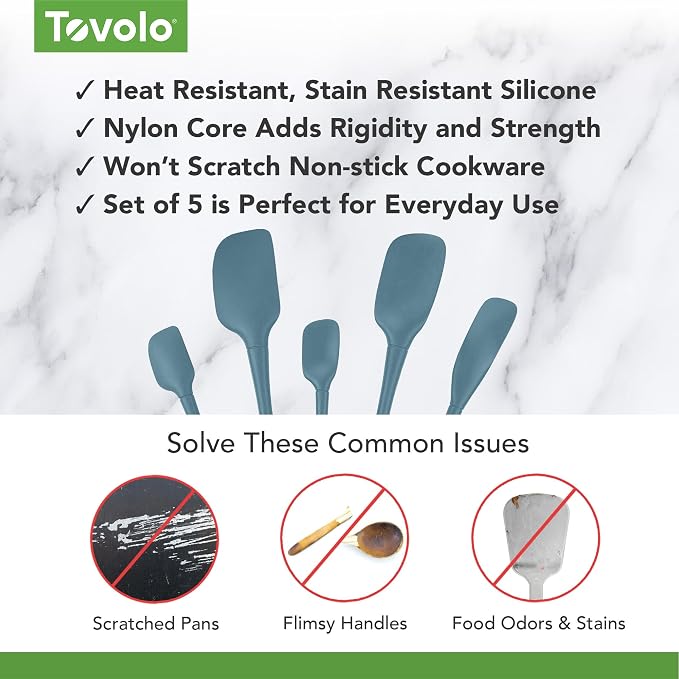 Tovolo Flex Core 5 Piece Silicone Spatula Set Heat Resistant All Silicone - Image 3