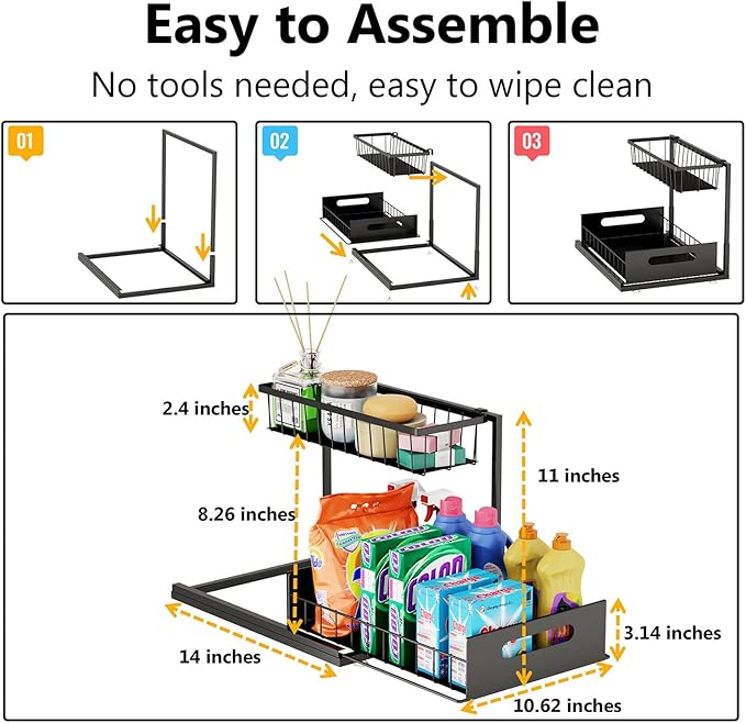 Ceetug Under Sink Organizers and Storage 2 Tier Slide Out Kitchen Cabinet - Image 2