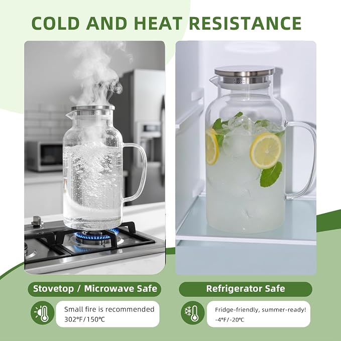 Hannadepot Glass Pitcher, 1 Gallon/3.8L Glass Water Pitcher - Image 3