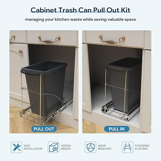 Tanamu Pull Out Trash Can Under Cabinet，Under Sink Slide Out Garbage - Image 4
