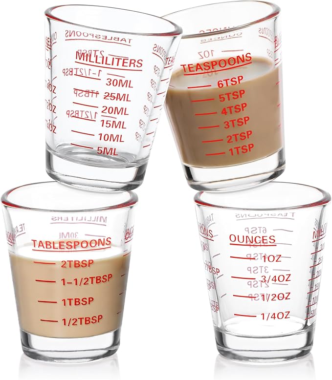 Shot Glasses Measuring Cup Set 4PACK Espresso Shot Glasses Liquid Heavy Glass by SAIAOKJ