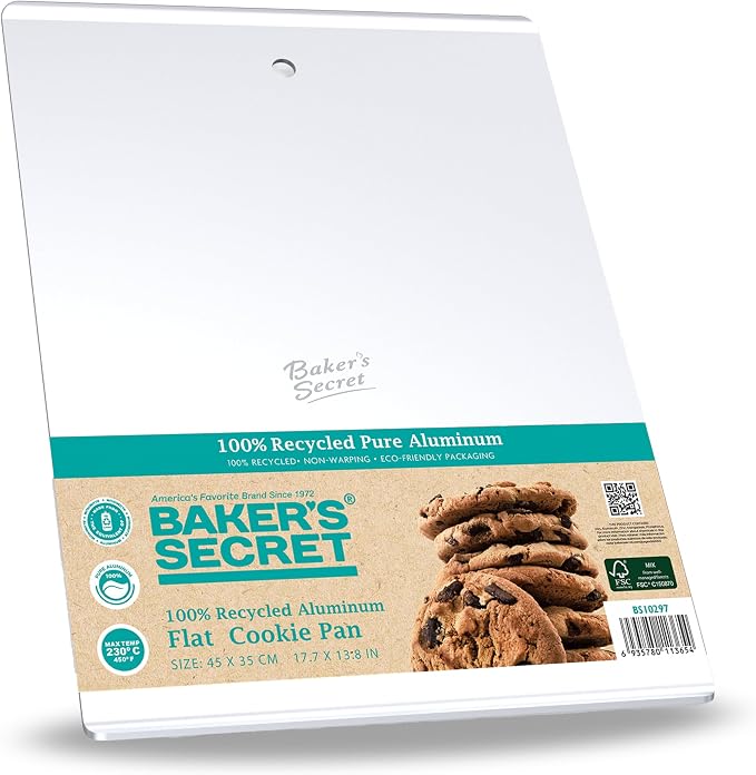 Commercial Quality Baking Sheet Pan Set, Pure Aluminum, Wrap Resistant by BakersSecret
