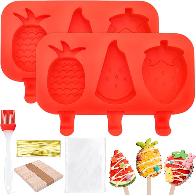 Juome Cake Pop Mold Kit, 6 Cavities Fruit Shape Cakesicle Molds Silicone by Juome