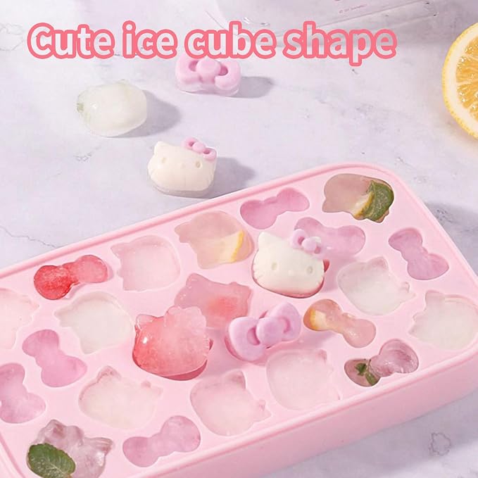 Ice Tray with Lid and Bin and Ice Scoop, Cartoon Silicone Ice Molds, 24 Holes - Image 2