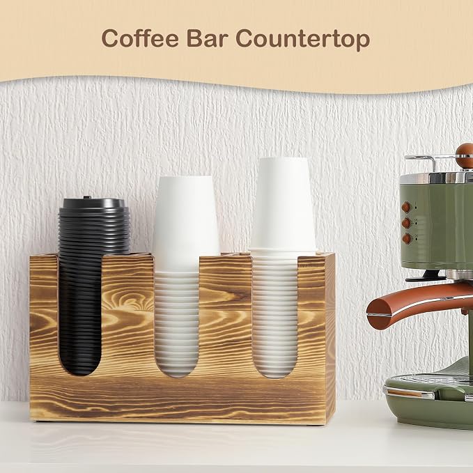 Wooden Coffee Cup and Lid Organizer - Image 2