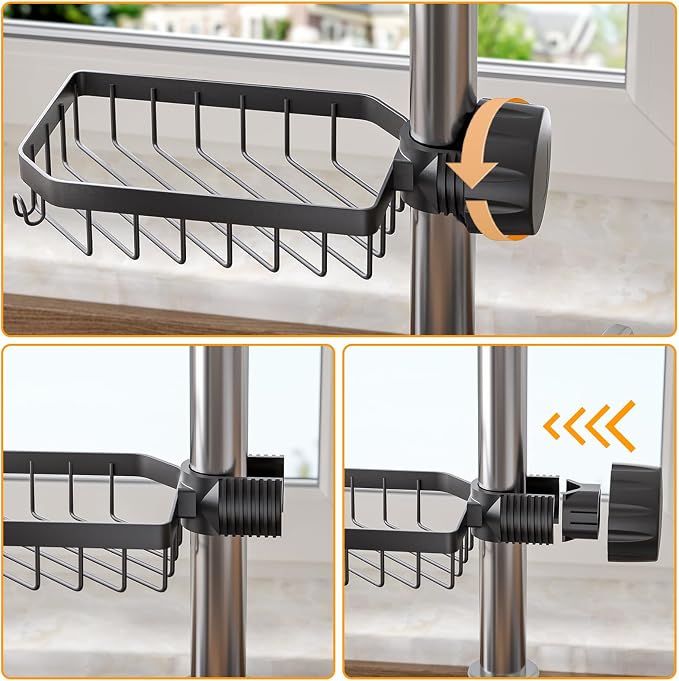 LONIN Sponge Holder Over Faucet Kitchen Sink Caddy Organizer, Stainless Steel - Image 3