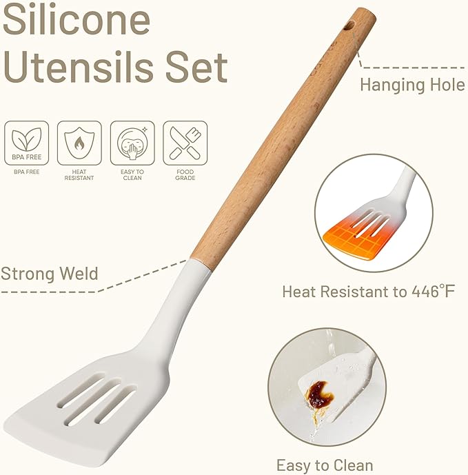 CAROTE Silicone Cooking Utensils Set, Kitchen Utensils Set 16 Pcs - Image 3