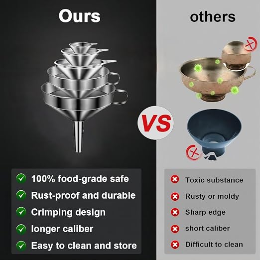 Stainless Steel Funnels for Kitchen use, Cleaning Brush, 200 Mesh Food Filter - Image 3