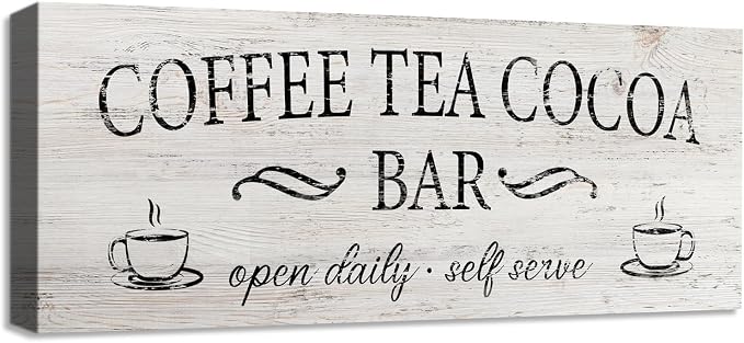 Coffee Tea Cocoa Bar Sign Decor Farmhouse Wall Plaque by SOOTHAN
